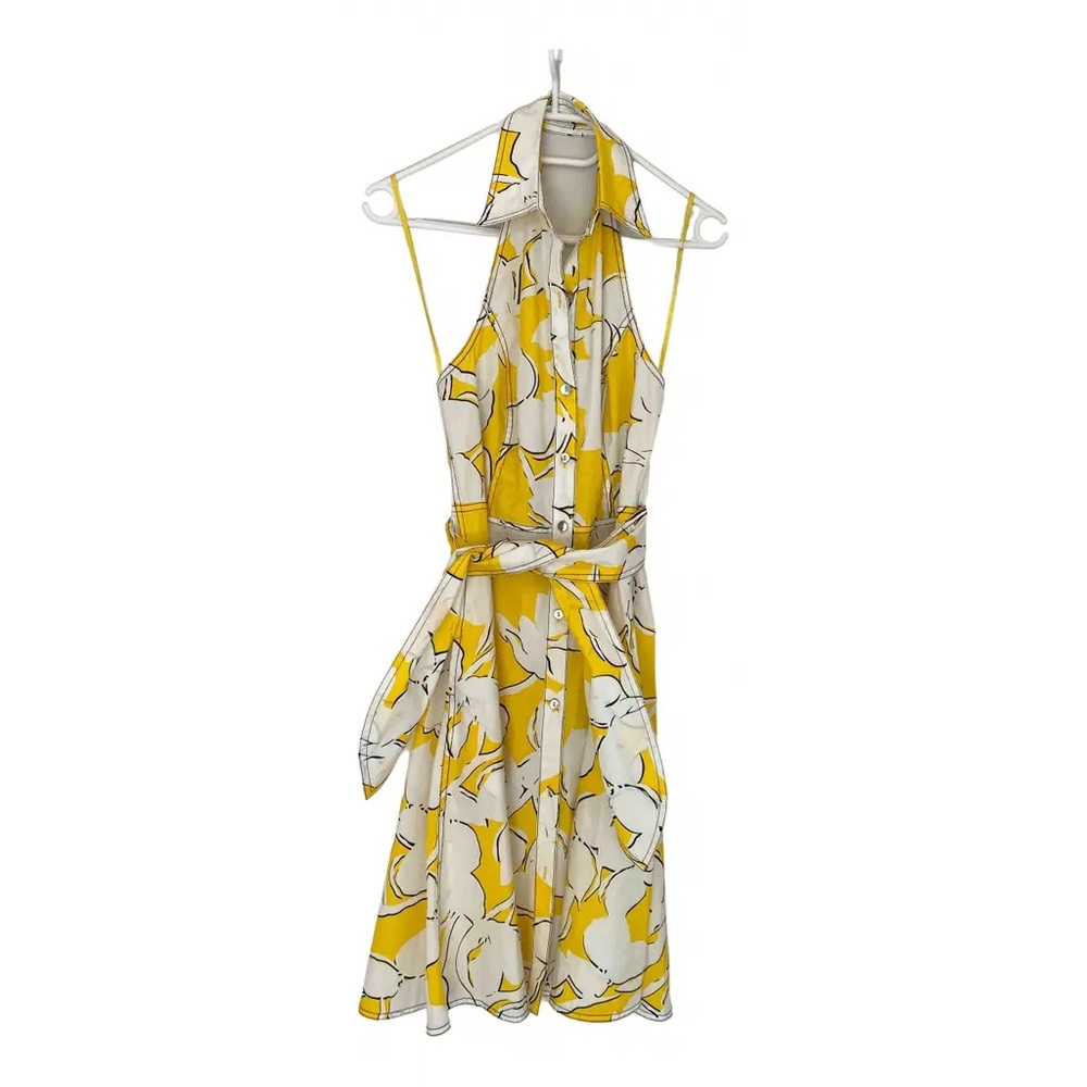 DVF yellow halter backless button up sundress EUC! Size 4
